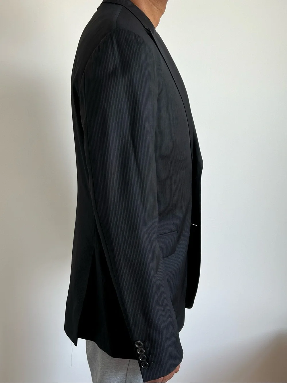 Gucci Men's Black Single-Breasted Pinstripe Blazer